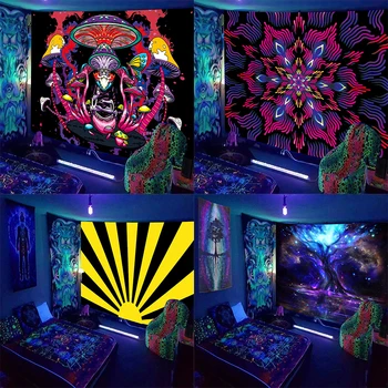 Психоделический Гобелен с грибами, красочные абстрактные подвесные гобелены на стену для дома, фантазийный декор в общежитии
