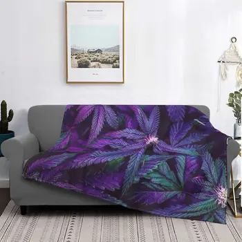 Психоделический фиолетовый каннабис, листья марихуаны, одеяла, Флисовое тонкое покрывало для постельных принадлежностей, офисные покрывала для постельных принадлежностей