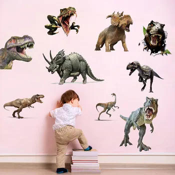 Различные наклейки на стену с динозавром, наклейки на стены в детской комнате для мальчиков, декор стен в виде тираннозавра, художественные фрески из ПВХ, съемные для украшения дома