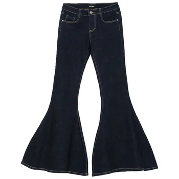 Распродажа! женские однотонные расклешенные джинсы средней талии с большим расклешенным низом, длинные узкие джинсовые брюки 30