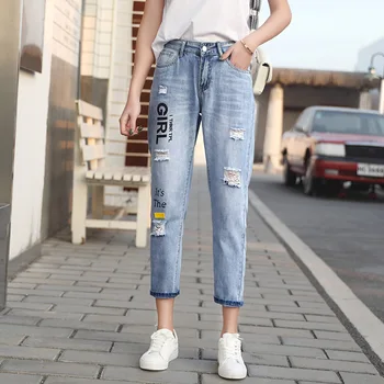 Рваные джинсы VERHELLEN для женщин, джинсы с высокой талией, летняя мода 2020, брюки до щиколоток с дырками, Уличные брюки