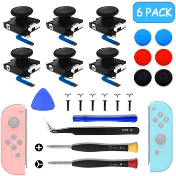 Ремонтный комплект для замены джойстика Joycon из 6 упаковок для Nintendo Switch 3D Analog Thumb Sticks Caps Switch Lite OLED Аксессуары для инструментов