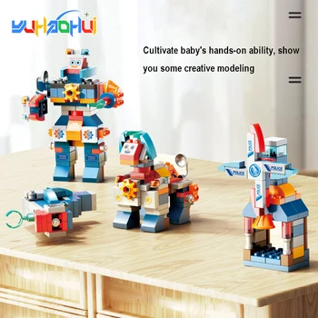 Робот большого размера, строительные блоки, кирпичи, разнообразные модели DIY, 130 шт., развивающие кубики-головоломки, детские подарочные игрушки Длиной 45 см