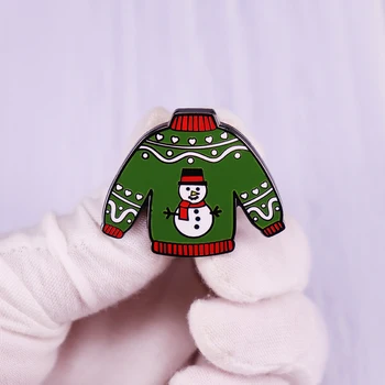 Рождественская зеленая брошь на булавке для свитера, милый зимний значок в виде снеговика, наполнитель для чулок с Рождеством Христовым