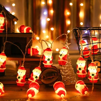 Рождественское украшение Светодиодная гирлянда Снежинка Снеговик Санта Клаус Гирлянда для Рождественской елки Рождественское украшение для дома