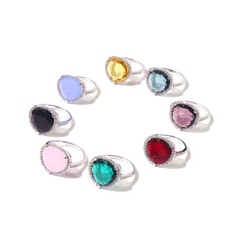 Роскошный дизайн, Многоцветное конфетное кольцо для женщин, треугольное кольцо из натурального хрусталя, микро-кубические камни циркония, модные украшения в подарок
