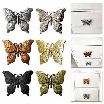 Ручка дверцы ящика мебельного шкафа в форме бабочки из цинкового сплава с одним отверстием в форме бабочки для детей