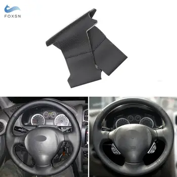 Ручная оплетка из черной перфорированной кожи для стайлинга автомобилей, Внутренняя крышка рулевого колеса для Hyundai Santa Fe 2001 2002 2003 2004 2005 2006