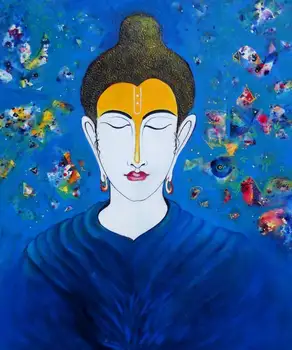 Ручная работа, Картина Индийского Будды, Художественная Картина для Декора стен Гостиной Peace от Санджая Пунекара, Картина маслом на Холсте Без рамки