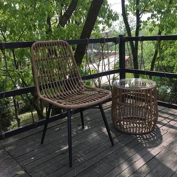 Садовые стулья из японского ротанга FOSUHOUSE, садовая мебель со спинкой для отдыха в скандинавском стиле, Железный Балкон, обеденный стул, диван-кресло для отдыха