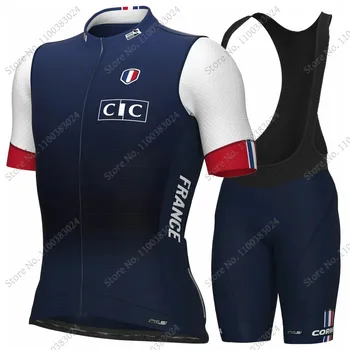 Сборная Франции 2023 по Велоспорту Комплект Джерси Летняя Одежда Мужские рубашки для шоссейных велосипедов Костюм Велосипедные нагрудники Шорты MTB Одежда Ropa
