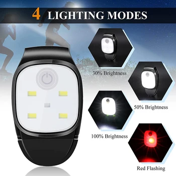 Светодиодная лампа с зажимом, 4 осветительных зажима, ночник, USB-перезаряжаемая сигнальная лампа безопасности для бега трусцой, ночных прогулок, Рыбалки, пеших прогулок, езды на велосипеде