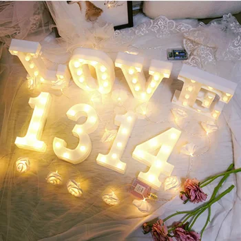 Светодиодные фонари с буквами алфавита, Светящаяся лампа с цифрами, Ночник, Украшение для домашней свадьбы, Дня рождения, Подарок для спальни, Проектор Galaxy