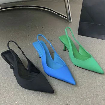 Сексуальная обувь для женщин, сексуальные босоножки на высоком каблуке, летние модные классические туфли-лодочки с острым носком, женские босоножки на шпильке Зеленого фиолетового цвета.