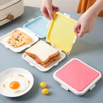 Силиконовые Контейнеры для сэндвичей, безопасные для микроволновой печи, Многоразовые Ланч-боксы для хранения продуктов, Хлебница для кухни
