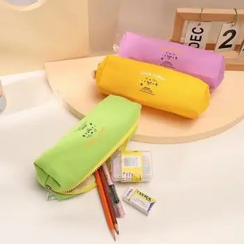 Симпатичная креативная водонепроницаемая холщовая сумка для ручек, ценная канцелярская сумка, простой пенал, тестовый пенал для детей и девочек