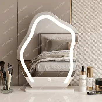 Симпатичная светодиодная зеркальная лампа Настенная Нерегулярная Современный дизайн Косметический дизайн Волнистое зеркало Асимметричный стол Dekoracyjne Lustra Home Decor