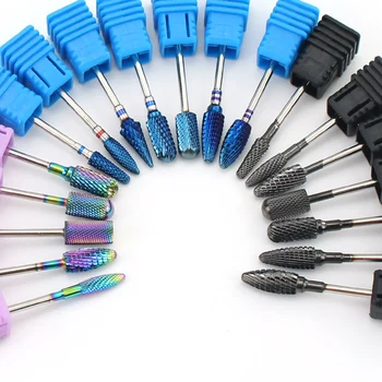 Синяя радужная дрель для ногтей из карбида вольфрама Электрическая роторная фреза для маникюра Инструменты для удаления ороговевшего геля с ногтей