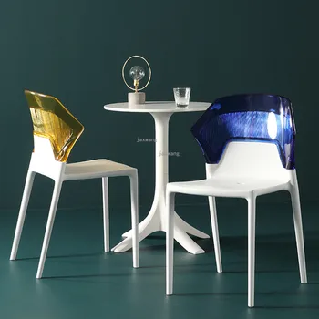 Скандинавский Дизайнерский Акриловый Прозрачный Табурет для макияжа в спальне, Пластиковые обеденные стулья с бытовой спинкой, Современный стул для столовой CN