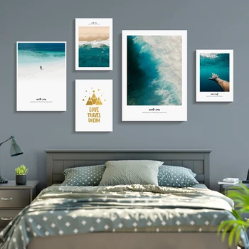 Скандинавский океанский пейзаж Холст, плакат, изображение волны, настенное искусство, принт, Цитаты, картины, настенные панно для гостиной, современный домашний декор