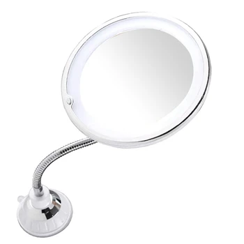 Складное зеркало с присоской, зеркало из ПВХ, вращающееся на 360 градусов, светодиод 10X с сильной присоской, Портативное Беспроводное зеркало для путешествий и дома