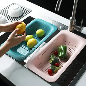 Складной пищевой фильтр, дуршлаг, Расширяемое пластиковое сито для фруктов и овощей, кухонная сливная корзина для мытья макаронных изделий
