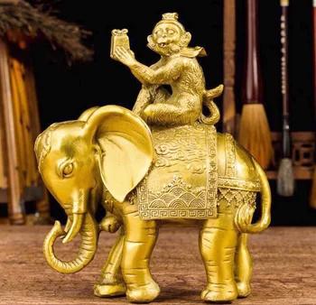 Слон из чистой меди, ожидающий украшения в виде обезьяны со знаком зодиака, талисман дома в гостиной, медная обезьяна, слон ручной работы