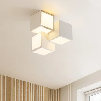 Современная креативная люстра Cube, черно-белая светодиодная подвесная потолочная лампа для гостиной, спальни, кухни, коридора, декоративного освещения