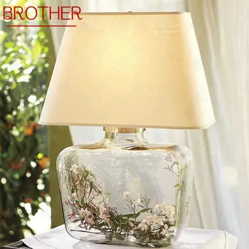 Современные креативные стеклянные настольные лампы BROTHER, современное тканевое настольное освещение, декор для фойе, кабинета, гостиной, спальни