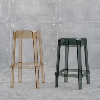 Современный минималистичный акриловый прозрачный квадратный стул, обеденный стул ins net красного цвета, хрустальный стул, барный стул, креативный высокий стул