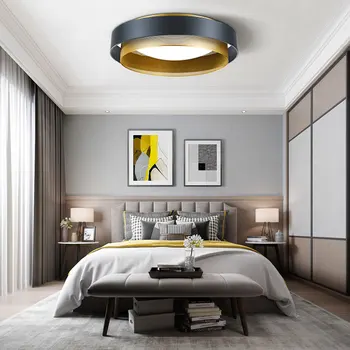 Современный светодиодный потолочный светильник в скандинавском стиле для гостиной, спальни, кабинета, столовой, кухни, Круглая дизайнерская люстра из черного золота