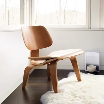 Современный фанерный шезлонг из натурального орехового дерева, низкий шезлонг для мебели для гостиной, деревянный стул с акцентом середины века