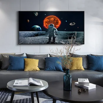 Солнечная Система Большие плакаты и принты Настенные рисунки с изображением Космической Планеты для гостиной в скандинавском стиле для домашнего декора