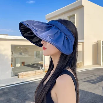 Солнцезащитная шляпа с обручем для волос Женская Корейская версия Наденьте Черную Клеевую Шляпу с защитой от Ультрафиолета с обеих сторон Необходимо
