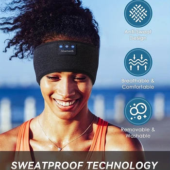 Спортивная повязка на голову, Bluetooth-браслет, наушники для сна, мягкие эластичные удобные беспроводные музыкальные наушники, маска для глаз для спящего.