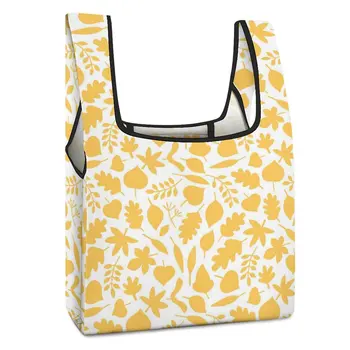 Сумки для покупок в супермаркете, сумка для покупок с принтом в виде желтых листьев, эстетичные сумки, сумка с верхней ручкой, Одежда, обувь, упаковка, тканевые сумки