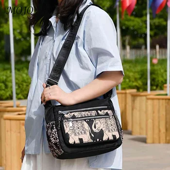 Сумки через плечо с принтом, Оксфордские женские сумки с несколькими карманами большой вместимости, модный повседневный регулируемый ремень для отдыха на выходных