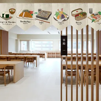 Суши-ресторан, магазин, Короткая занавеска, Японская Подвесная занавеска, Дверь с треугольным флагом, Кухня, Норен Тенпура, Рамен, Изакая, Декор бистро