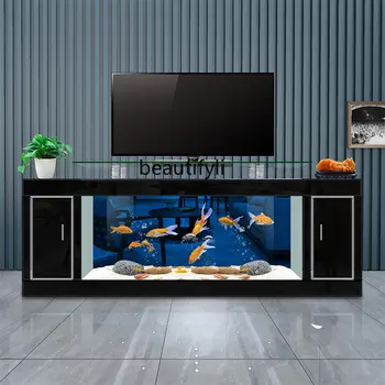 Телевизионный шкаф Аквариум Бытовой пол Большой Экологический Ландшафтный дизайн Стеклянный аквариум с рыбками