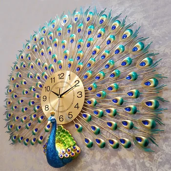 Теплые Европейские Креативные Минималистичные Настенные Часы Современный Дом 3D Павлин Часы Гостиная Немой Часы Модные Декоративные Кварцевые Часы