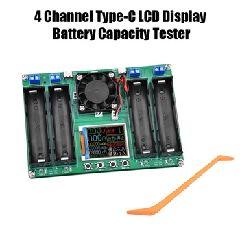 Тестер батареи с 4-канальным цифровым дисплеем, тестер емкости батареи, измерение литиевой батареи 18650, детектор мощности, тестер Type-C.