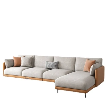 Тканевый диван из искусственной кожи для гостиной, сочетание двух цветов, Большой и маленький, Тип квартиры, Светлый, роскошный Уголок наложницы