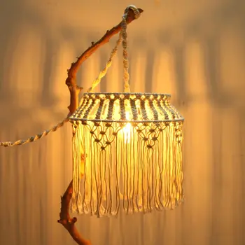 Тканый абажур ручной вязки, гобелен из макраме, украшение для подвесного светильника с кисточками