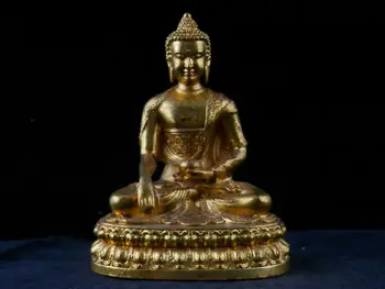 Тонкая старинная тибетская бронза с позолотой ручной работы * Статуя Будды амитабхи *