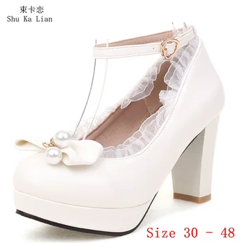Туфли на высоком каблуке, женские туфли-лодочки на платформе, женские вечерние свадебные туфли на высоком каблуке, маленькие большие размеры 30-48