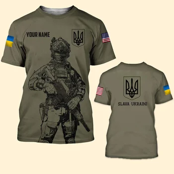 Украинская мужская камуфляжная футболка, летняя винтажная футболка с 3D-принтом, Мужская подростковая одежда с флагом ветеранов армии, топ Harajuku Оверсайз