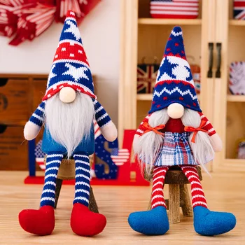 Украшение ко Дню Независимости, американские праздничные украшения с гномами, вязаная шапочка с гномами, подвесные ножки, куклы Рудольф