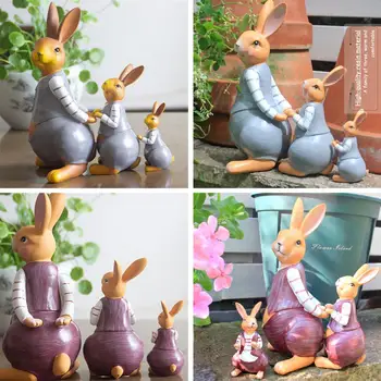Украшения с кроликами, 3 шт., очаровательные реалистичные экологически чистые фигурки милых кроликов, украшения для дома и двора