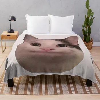 Улыбающийся кот Белуга Плед Пушистое одеяло для дивана Тонкое туристическое одеяло