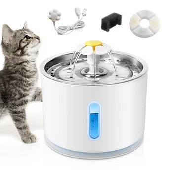 Умный фонтан для домашних кошек и собак, Автоматическая сенсорная поилка, поилка с фильтром, USB 2,4 л для маленьких собак и кошек, поилка для воды